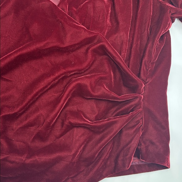 Lauren Ralph Lauren Pleated Velvet Surplice Blouse in Deep Rhodonite - Picture 4 of 7